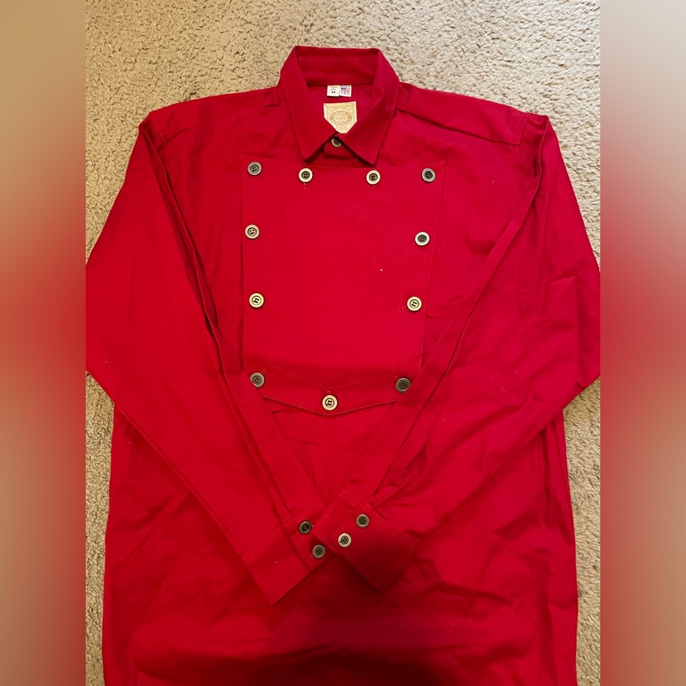 Mens Red Western Cavalry Bib Shirt